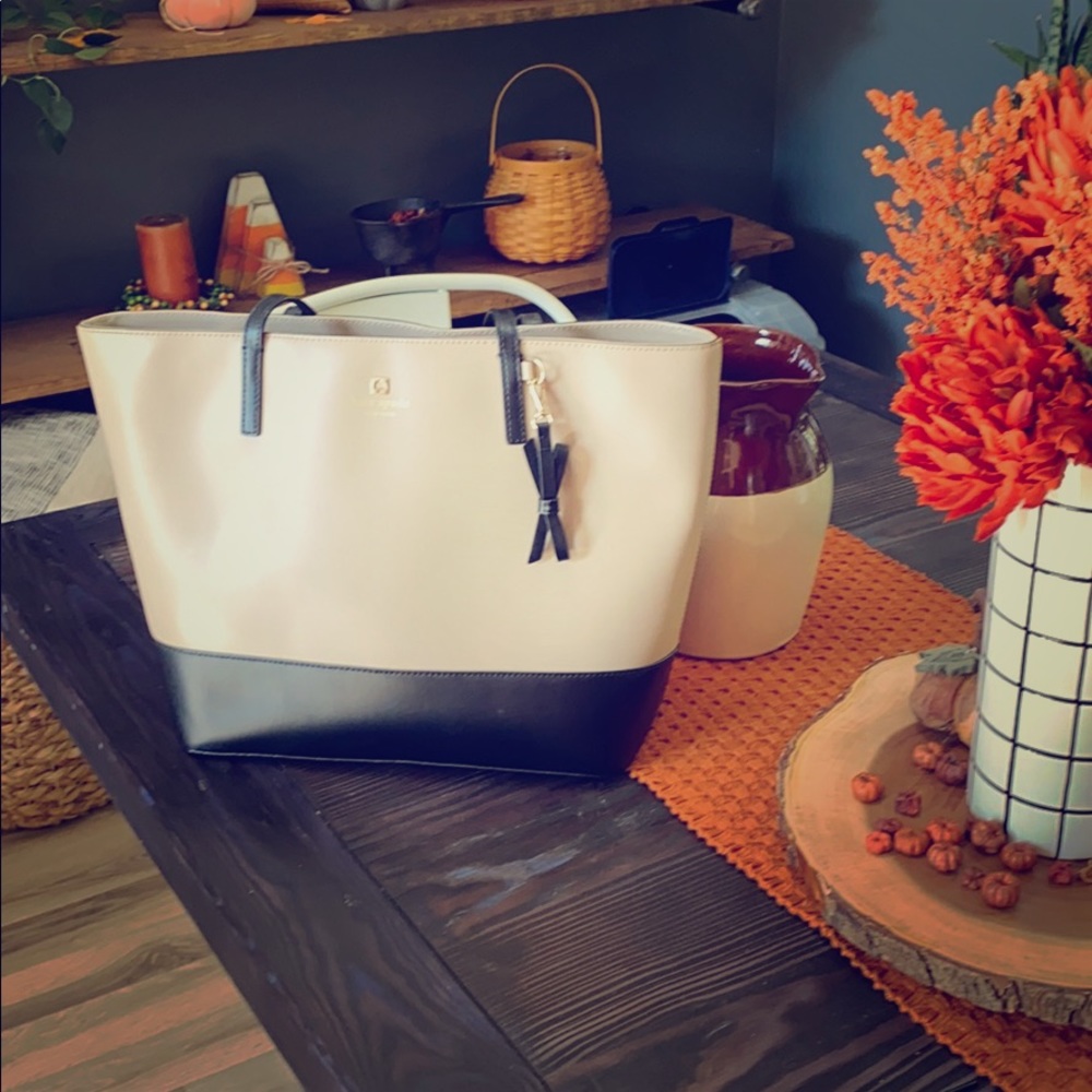 Two tone gray and black Kate Spade tote